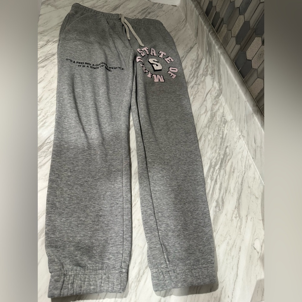 Brooklyn Cloth Gray Kids Joggers with Pink Accents